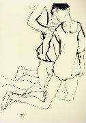 Egon Schiele Two Kneeling Figures Germany oil painting artist